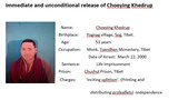 རྒྱ་ནག་གི་བཙོན་ནང་མུ་མཐུད་གནས་བཞིན་པའི་ཆབ་སྲིད་བཙོན་པ་ཆོས་དབྱིངས་མཁས་གྲུབ།