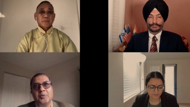 བྱང་ཨ་རི་སྐུ་ཚབ་དོན་གཅོད་འཛམ་གླིང་ཆོས་ལུགས་གྲོང་ཚོགས་ཀྱི་ཚོགས་འདུའི་ཐོག་ལྷན་ཞུགས་གནང་ཡོད་པ། བྱང་ཨ་རི་སྐུ་ཚབ་དོན་གཅོད་འཛམ་གླིང་ཆོས་ལུགས་གྲོང་ཚོགས་ཀྱི་ཚོགས་འདུའི་ཐོག་ལྷན་ཞུགས་གནང་ཡོད་པ།